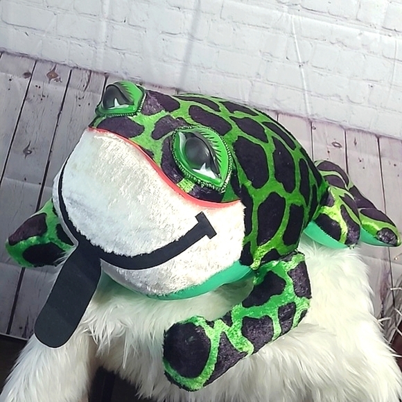 Vintage 90s Weird Funky Big Eye XL Jumbo Frog Toad Carnival Plush Stuffed Animal - Picture 5 of 17
